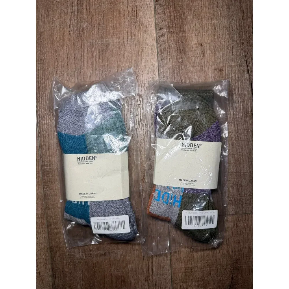 Hidden Patchwork Socks Olive Green 2-Pack Size OS New